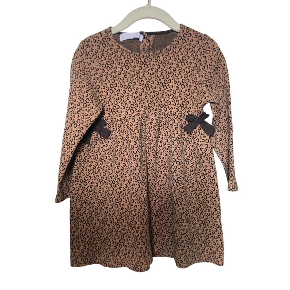 Zara Leopard Print Brown Long Sleeve Girls Dress Size 4-5 Years